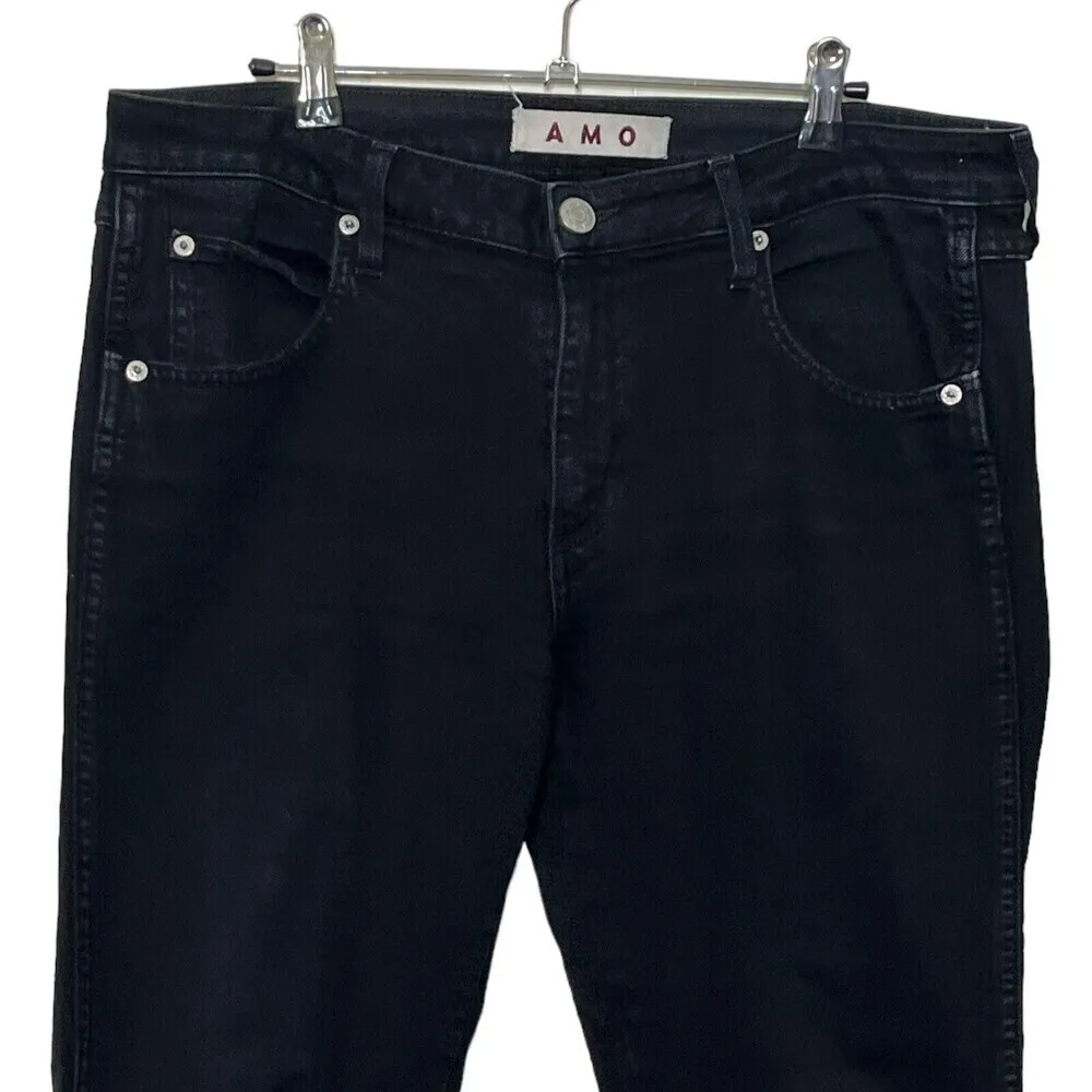 AMO Kate Mid Rise Slim Jeans Women’s Size 31 Black Magic Stretch Ankle Denim - Image 3