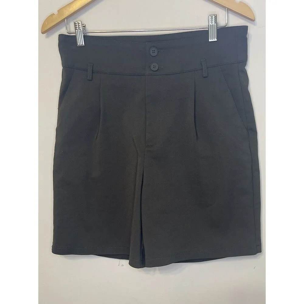 Iora Women's Shorts Xl Eur 42 Uk 14 High‎ Waisted Belt Loops Army Green Modest - Image 2