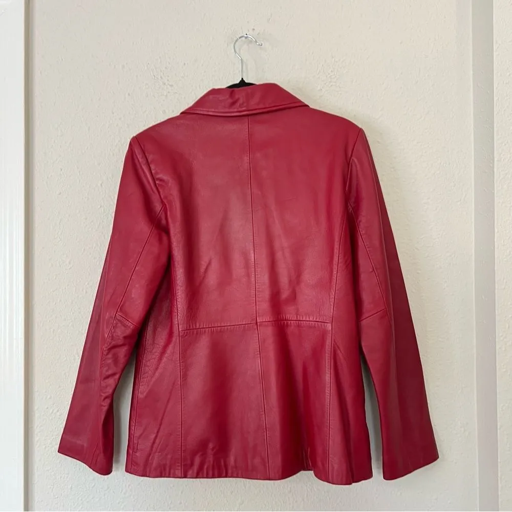 SIENA 100% Leather Red Blazer Jacket| Size 6 - Image 5