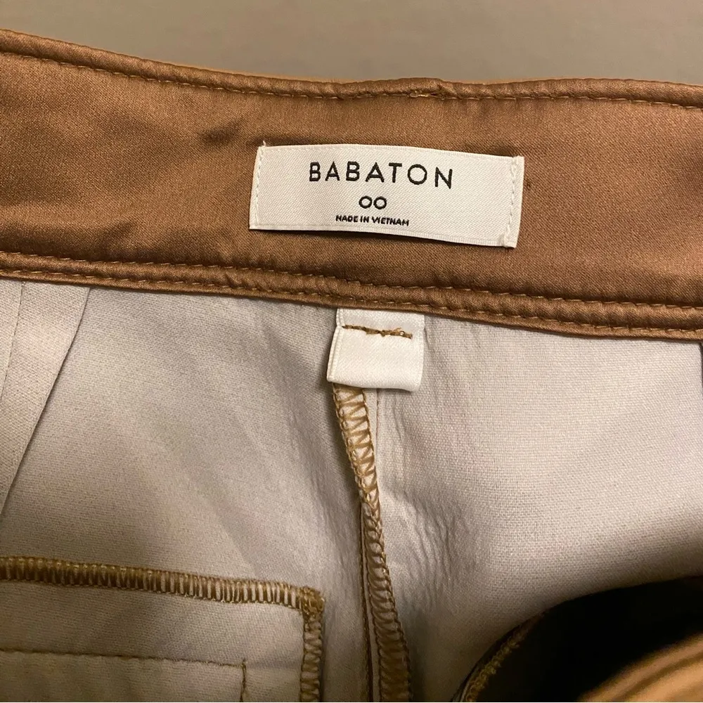 Aritzia Babaton Vegan Leather Command Cropped Pant In Camel Size 00 - Image 6