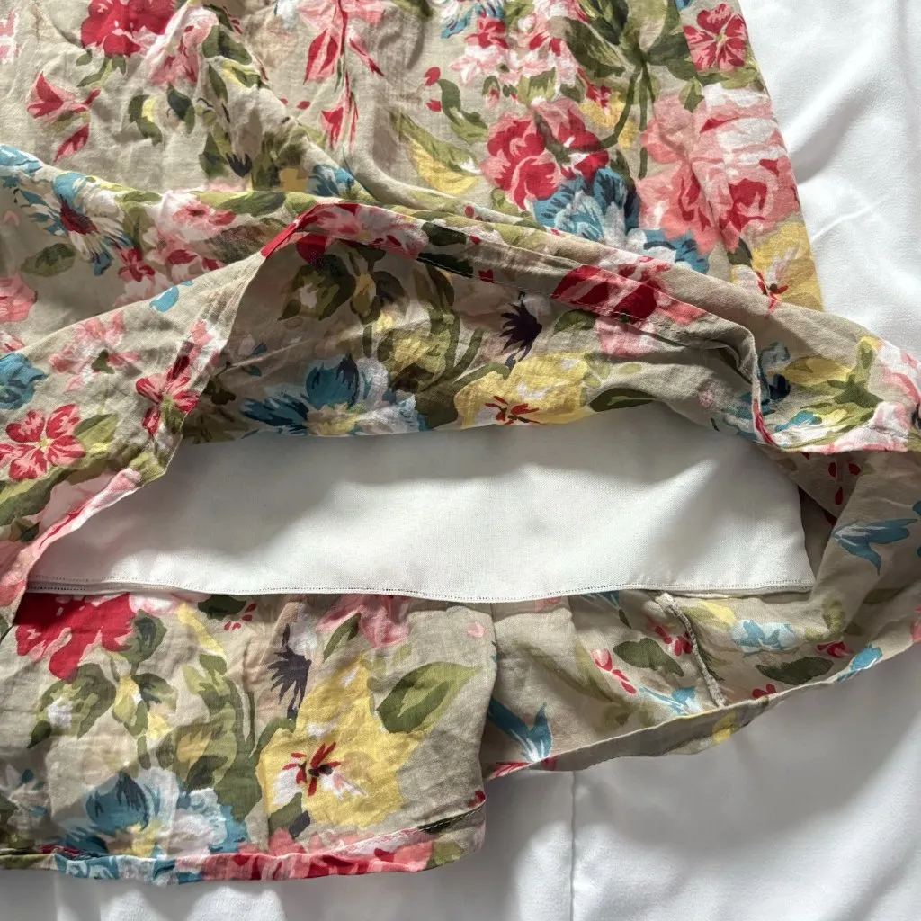 Womens Brown Pink Floral Sleeveless V Neck Dress Summer Beach Classic Peasant Size undefined - Image 6