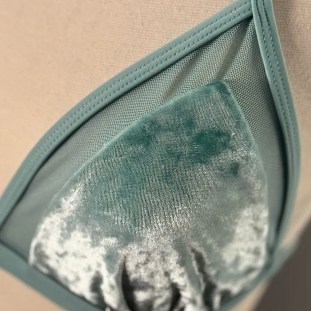 MINT GREEN STRING VELVET SPANDEX BIKINI SET - Image 4