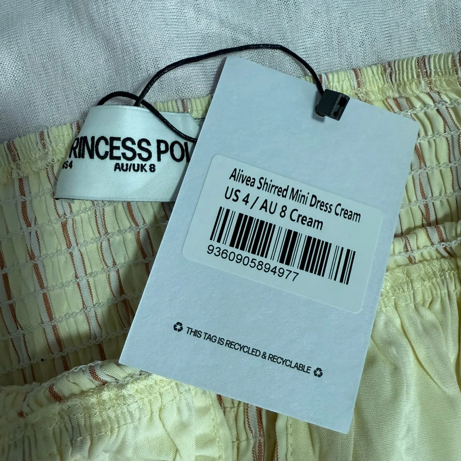 Princess Polly Alivea Shirred Mini Dress Cream, 4 - Image 3