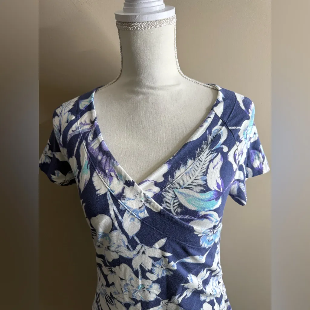 Soft Surroundings Purple and Cream Leaf Print dress size PS - Image 6