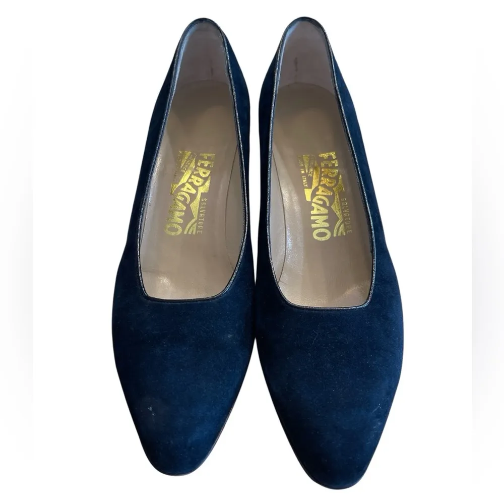 Salvatore Ferragamo Navy Wedge Heels - Image 2