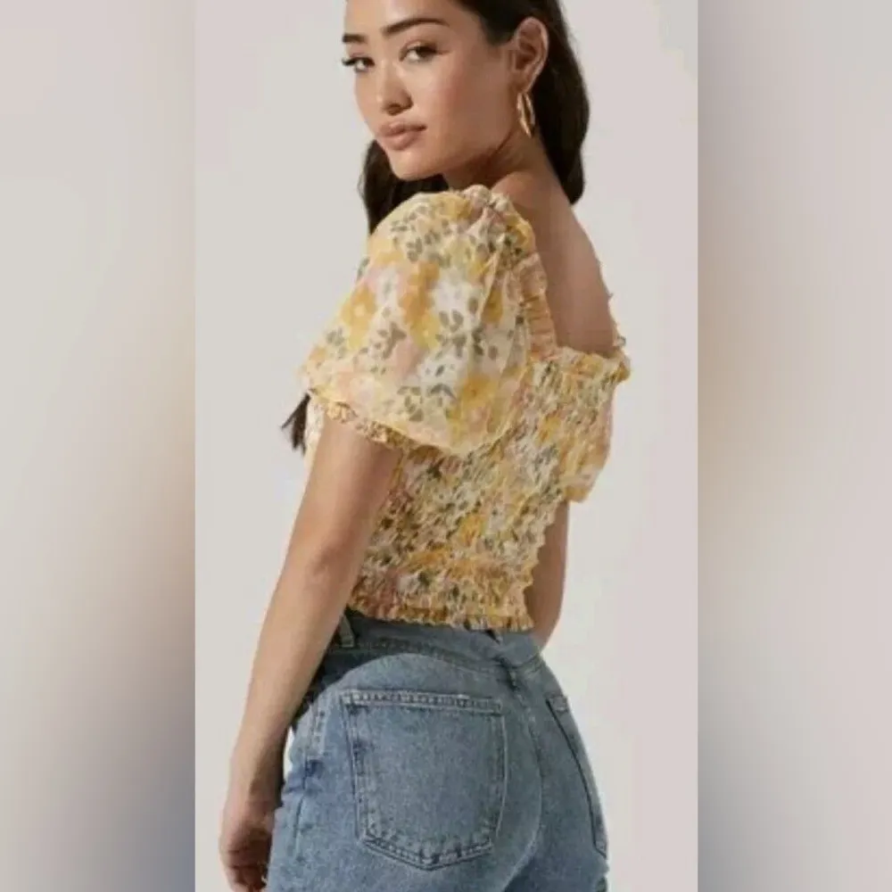 ASTR  The label Floral Shirred Half Sleeves Women Top Size: XL $65 - Image 12