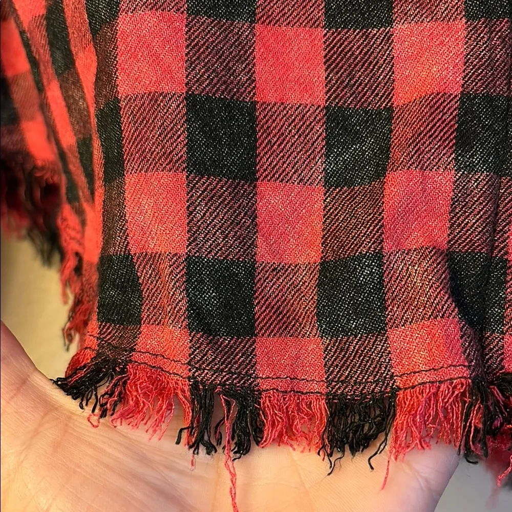 ANTHROPOLOGIE Red Black Buffalo Plaid Button Down Shirt MEDIUM - Image 8