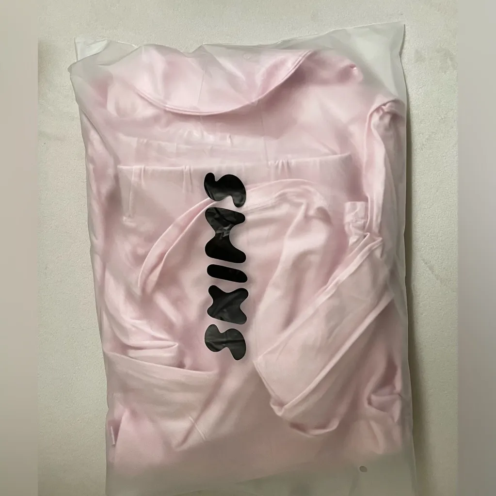 SKIMS NWT Sleep Long Sleeve Soft Pajama Set Pink Bloom Size XL - Image 7