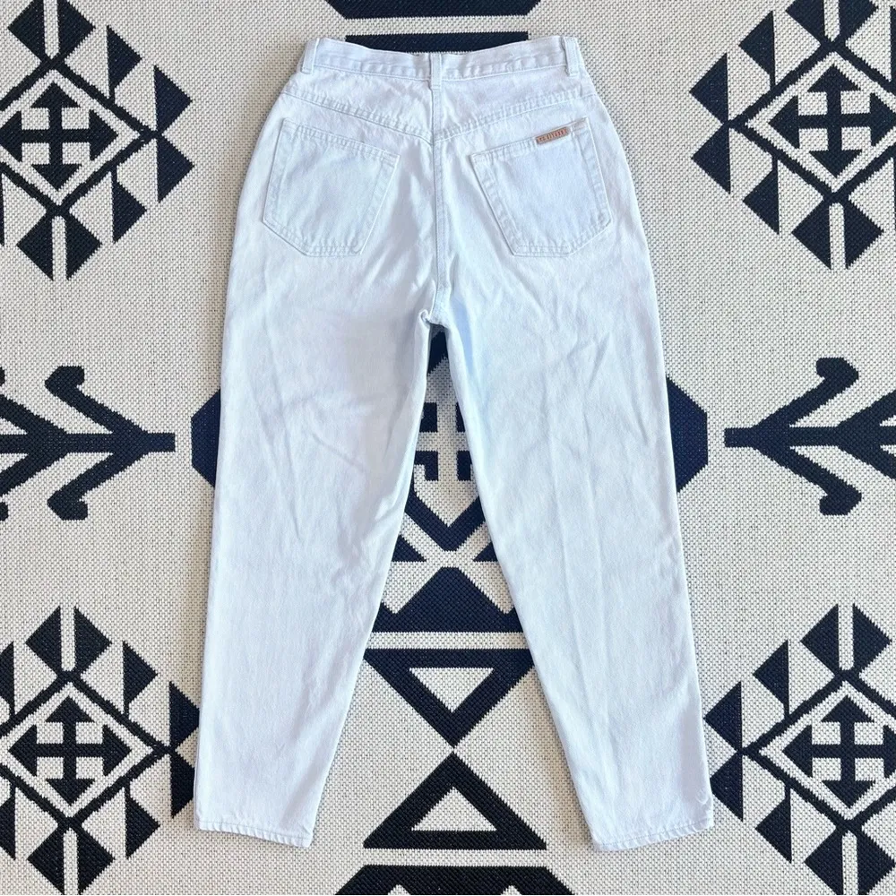 Vintage PS Gitano Pale Light Blue Wash High Rise Tapered Leg Mom Jeans White Size 10P - Image 8