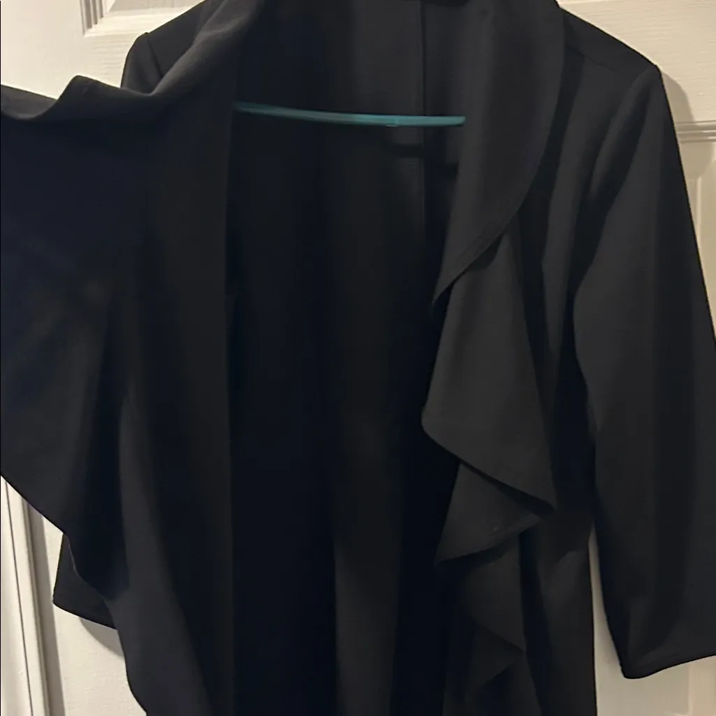 Calvin Klein Black Ruffle Blazer, Size 6 - Image 5