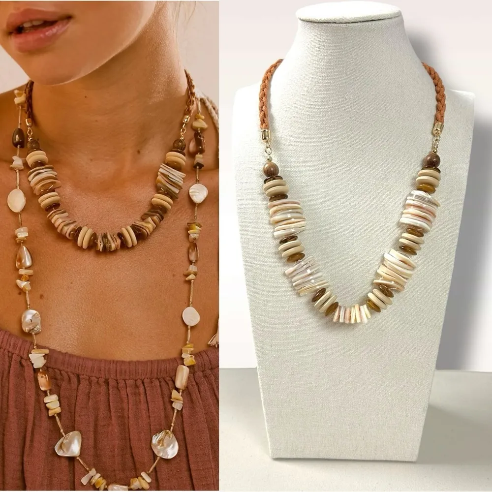 Free People Isabella Choker Necklace Neutral Natural Bohemian Beach Summer NWT - Image 4