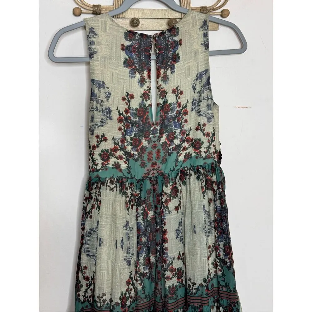 Anthropologie Bhanuni by Jyoti Madera Maxi Dress Harbor Gray and Teal 0 - Image 4