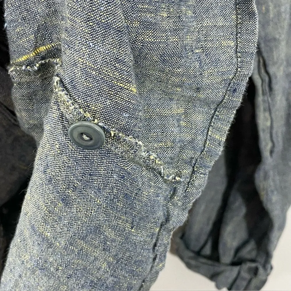 Flax‎ 100% Linen Blue Zip Up Lightweight Jacket Size MEDIUM - Image 8