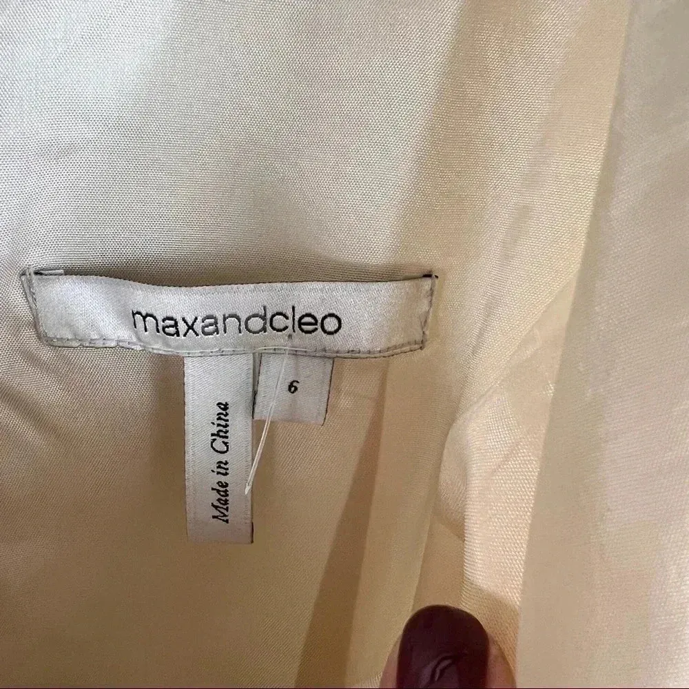 MAX AND CLEO Womens Champange Pleated Cocktail Evening Dress - Image 3