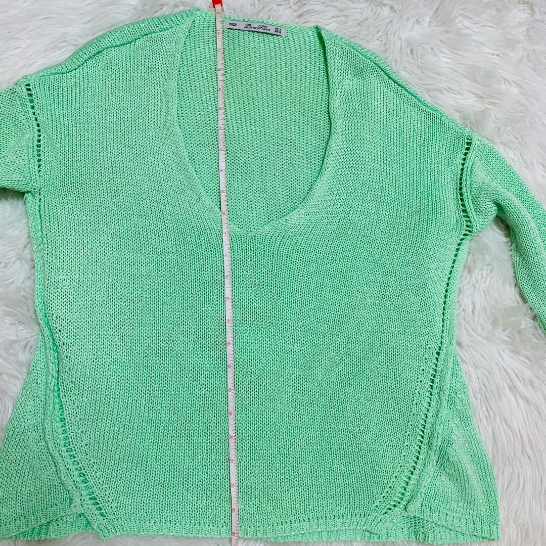Mint V-Neck Knit Sweater - Image 3