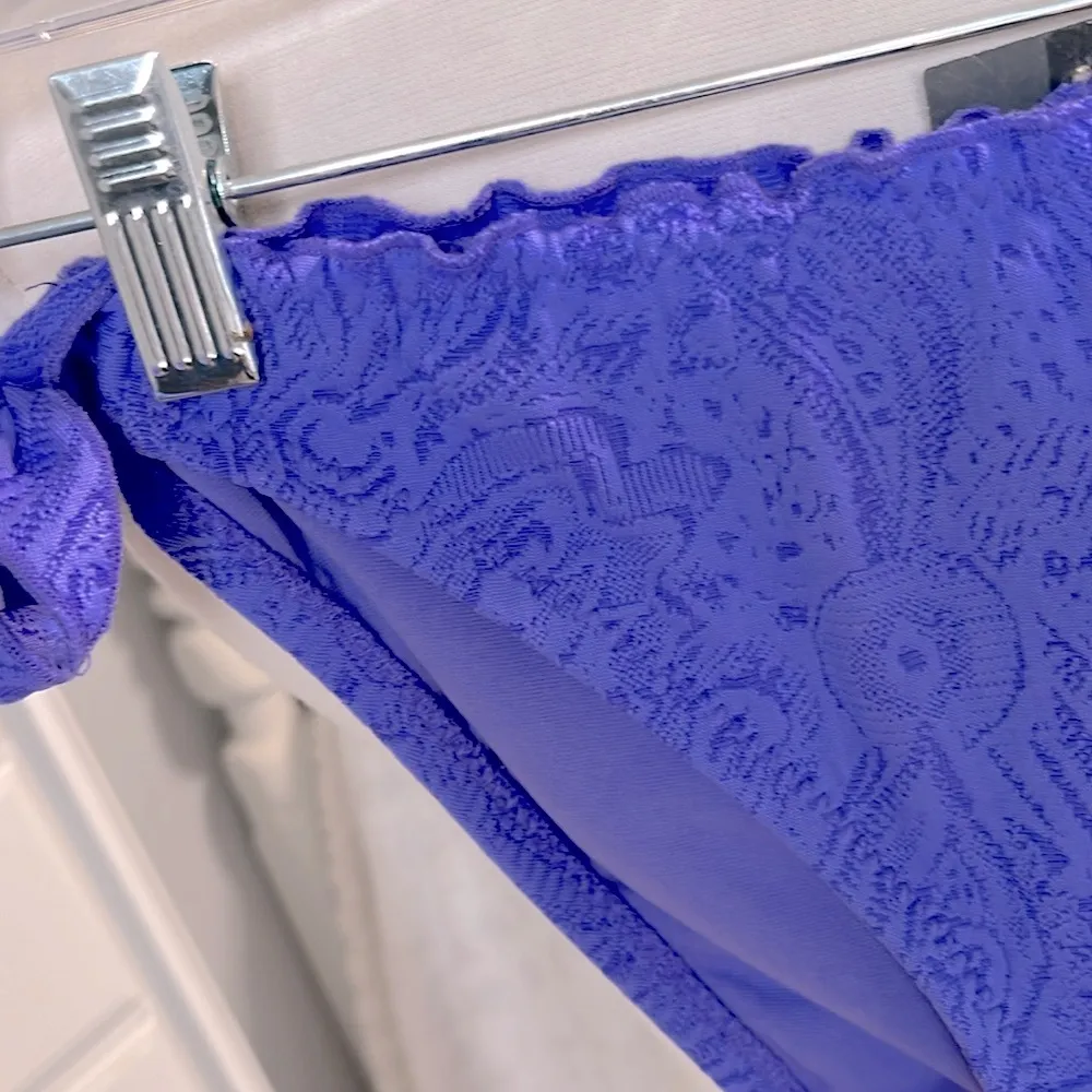 Purple Lace Ruffle Tie Side Bikini Bottoms - Image 3