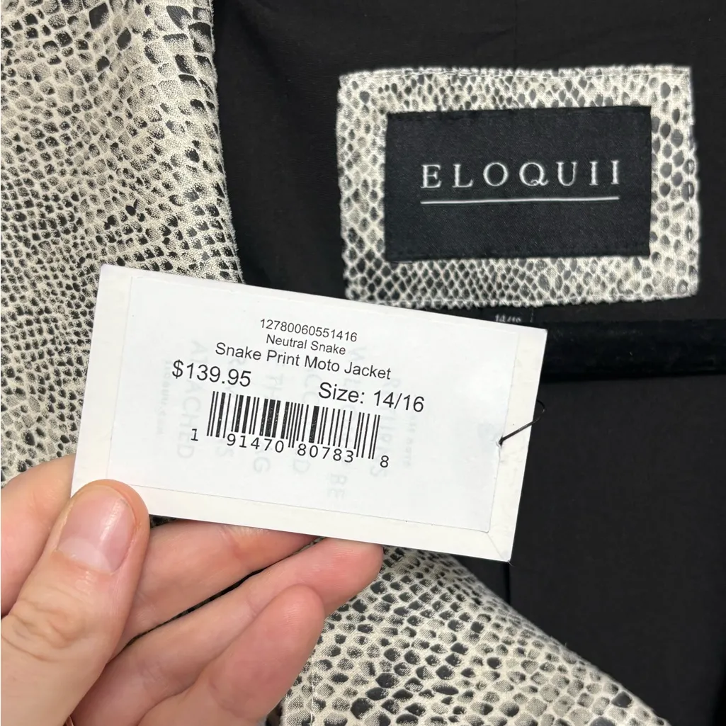 NWT Eloquii Snake Print Faux Leather Moto Jacket - Size 14/16 - Image 5