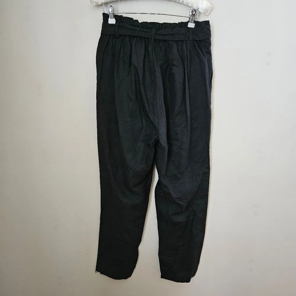 Loft Paperbag Pants Black Casual Belted Pockets Neutral Trendy Comfy - Image 4