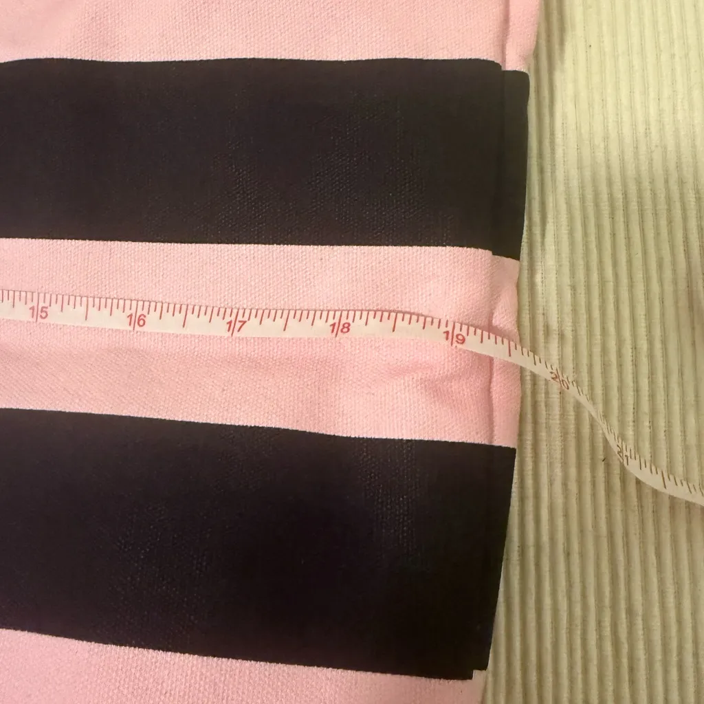 Victoria’s Secret Striped Tote Bag – Pink & Black Canvas Large Shoulder Bag - Image 5