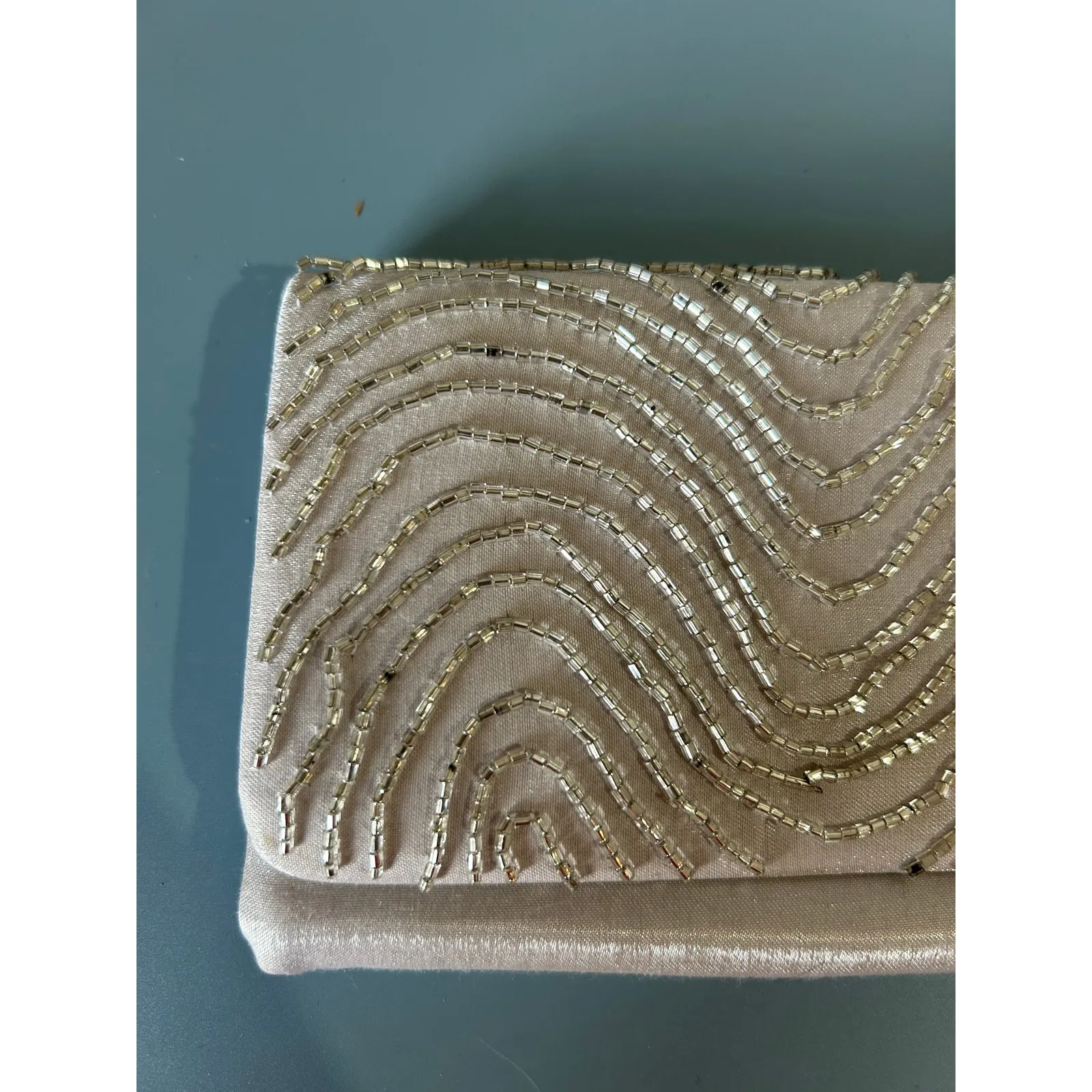 Silver beaded clutch party festive - Image 2