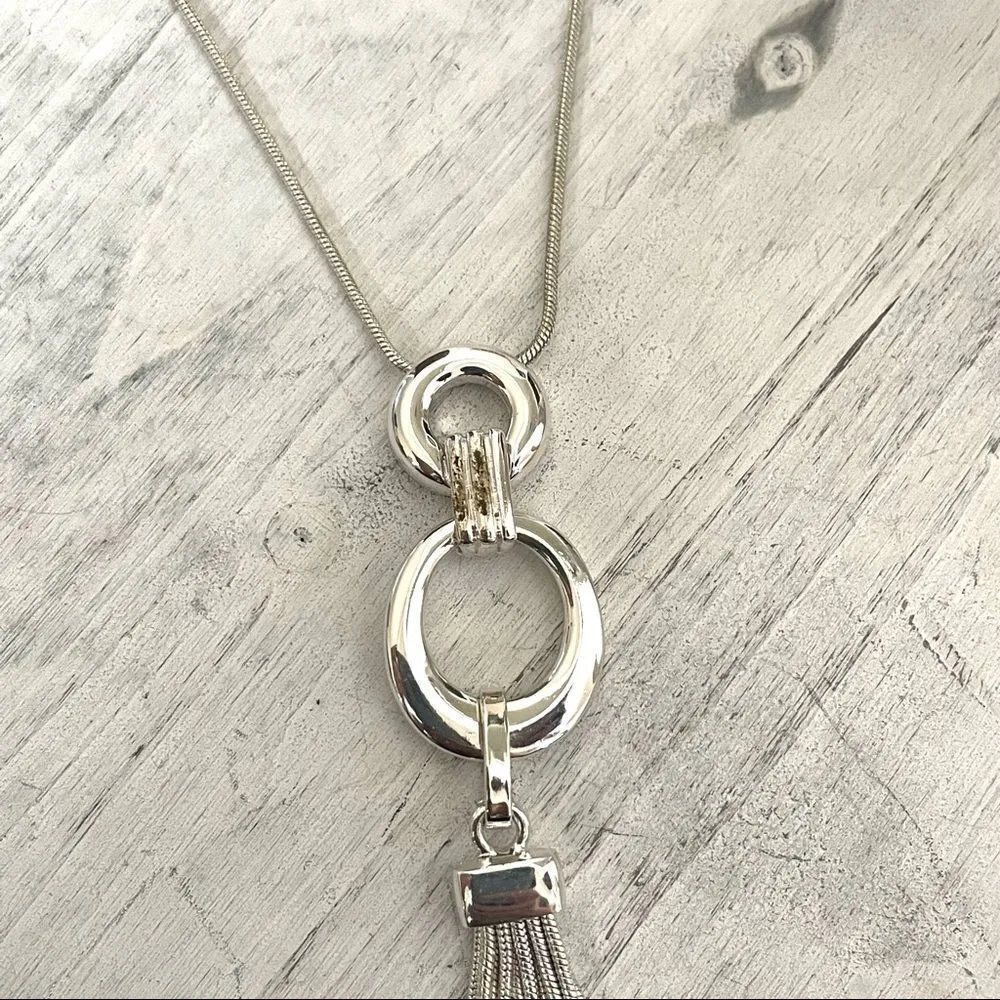 Charter club silver tone tassel chain necklace - Image 7