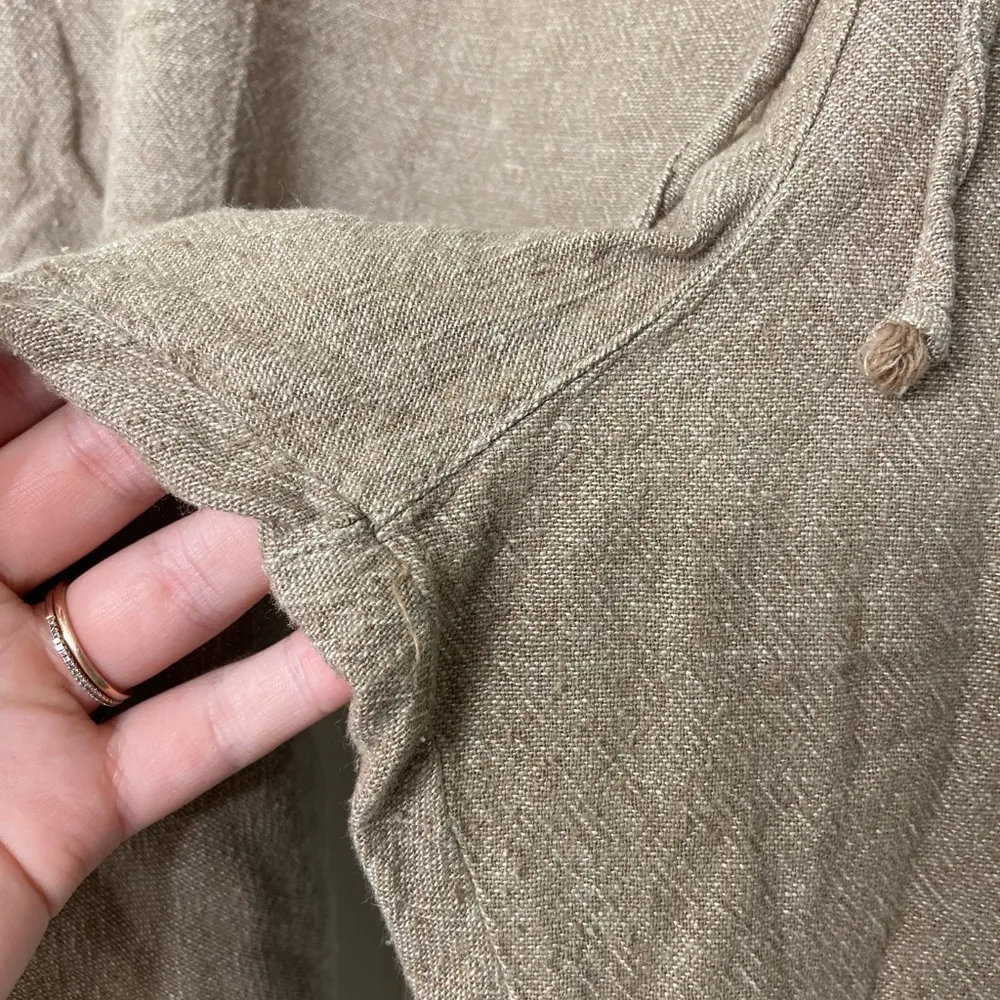 EUC White Stag women’s linen embroidered hem elastic drawstring waist crop pants - Image 2