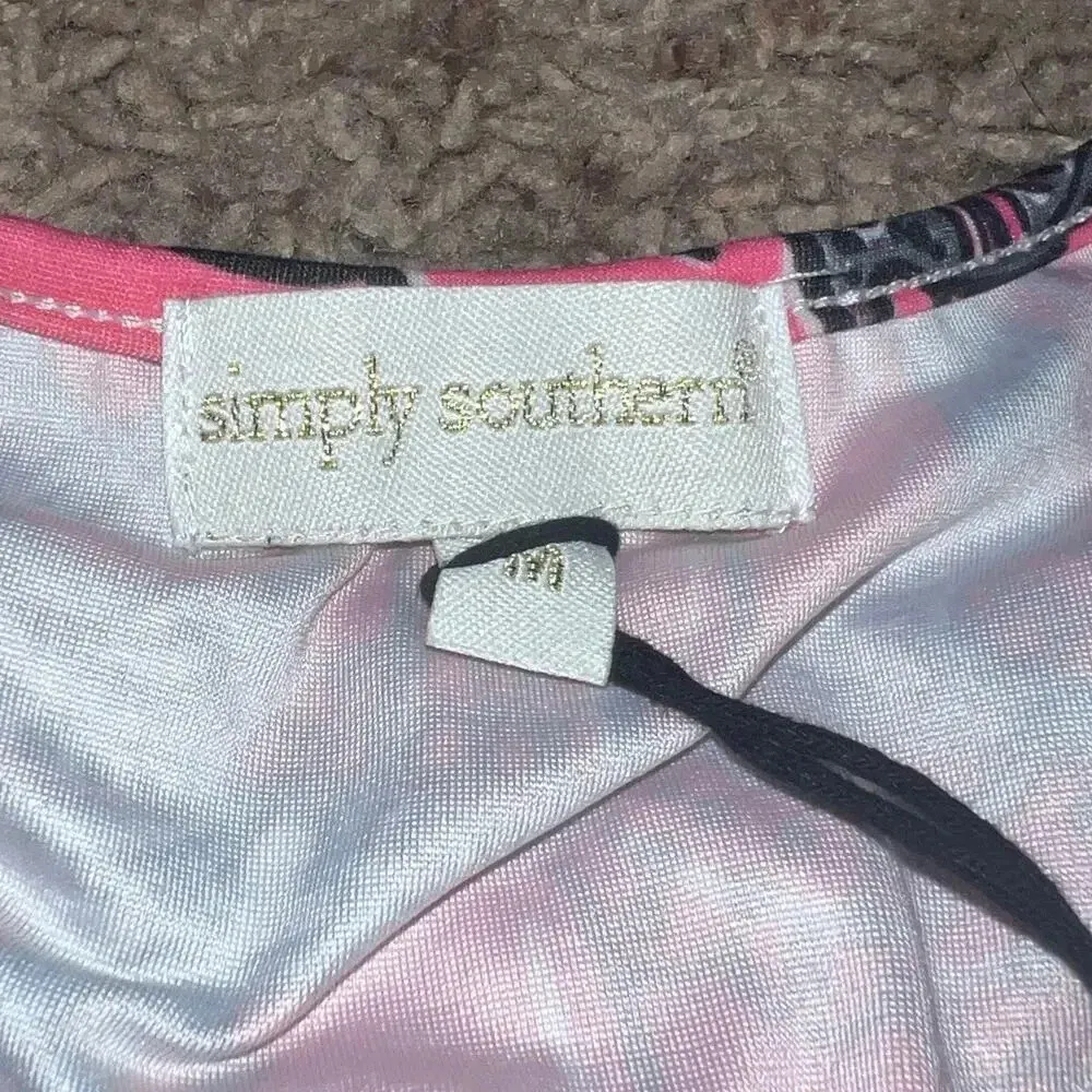 NWT Simply Southern PINK Elephant Print Tunic Top Women's LARGE 3/4 Sleeve - Image 3