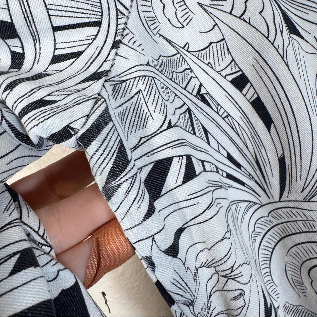 White House Black Market Bird Flower Print A Line Dress Womens 10 Puff Shoulder - Image 3