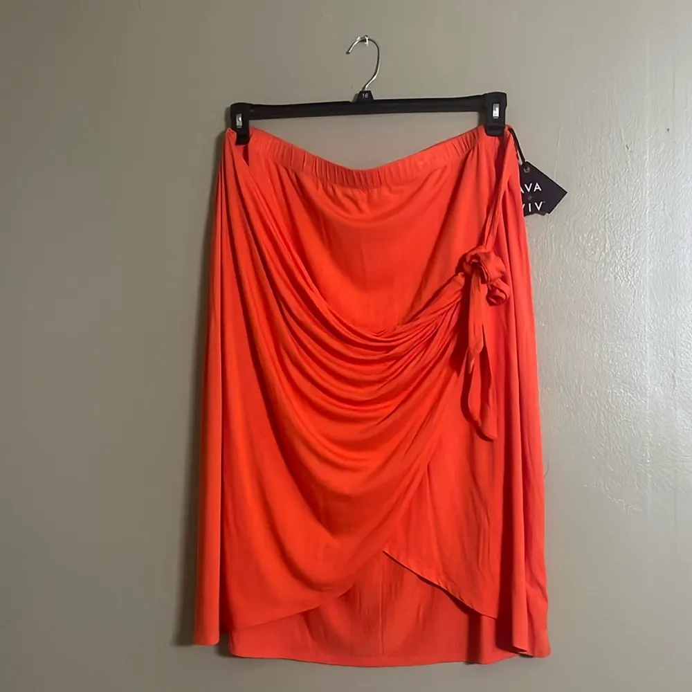 Ava&Viv Skirt Sz 2X Wrap/Tie Front Flowy Elastic Waist A-line High/Low Vacation - Image 3