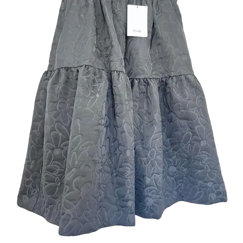 B + AB black full tiered floral tonal Injection midi skirt size Small NWT - Image 3