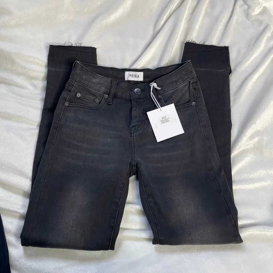 PISTOLA NWT Audrey Mid Rise Skinny Ankle‎ Washed Black Denim Jeans Drama Queen - Image 4