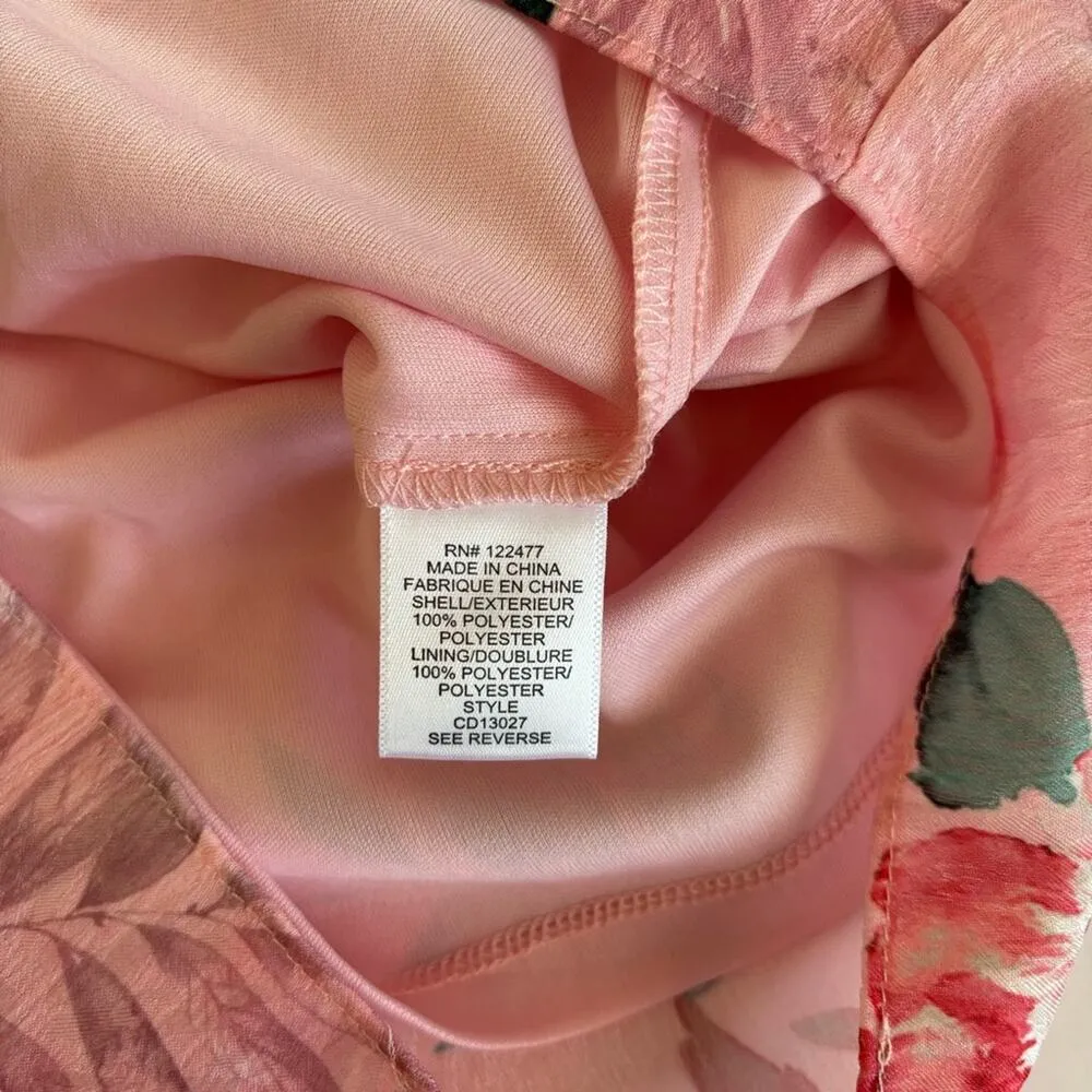 NSR Women’s Pink Tropical Floral Print Tie Front Mini Dress Size Medium NWT - Image 8