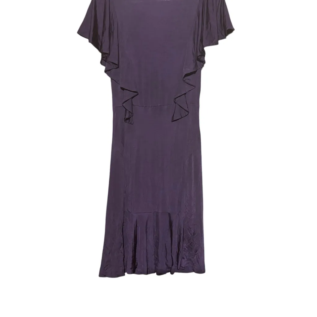NWT Banana Republic Purple Eggplant Short Sleeve Ruffle Frill Sheath‎ Dress Sz 6 - Image 7