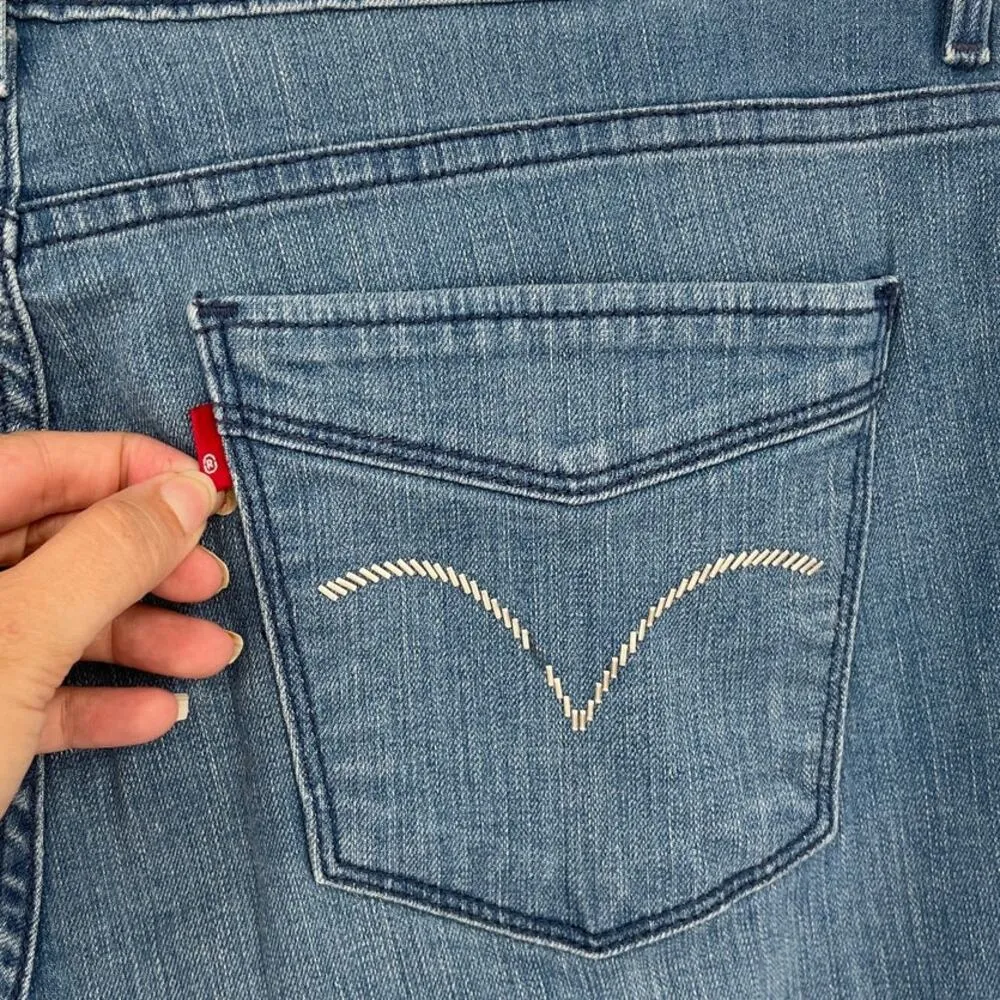 Levi's Y2K Crop Capri Womens Jeans Sz 16 ZigZag Metallic Rivet Snap Stretch - Image 8