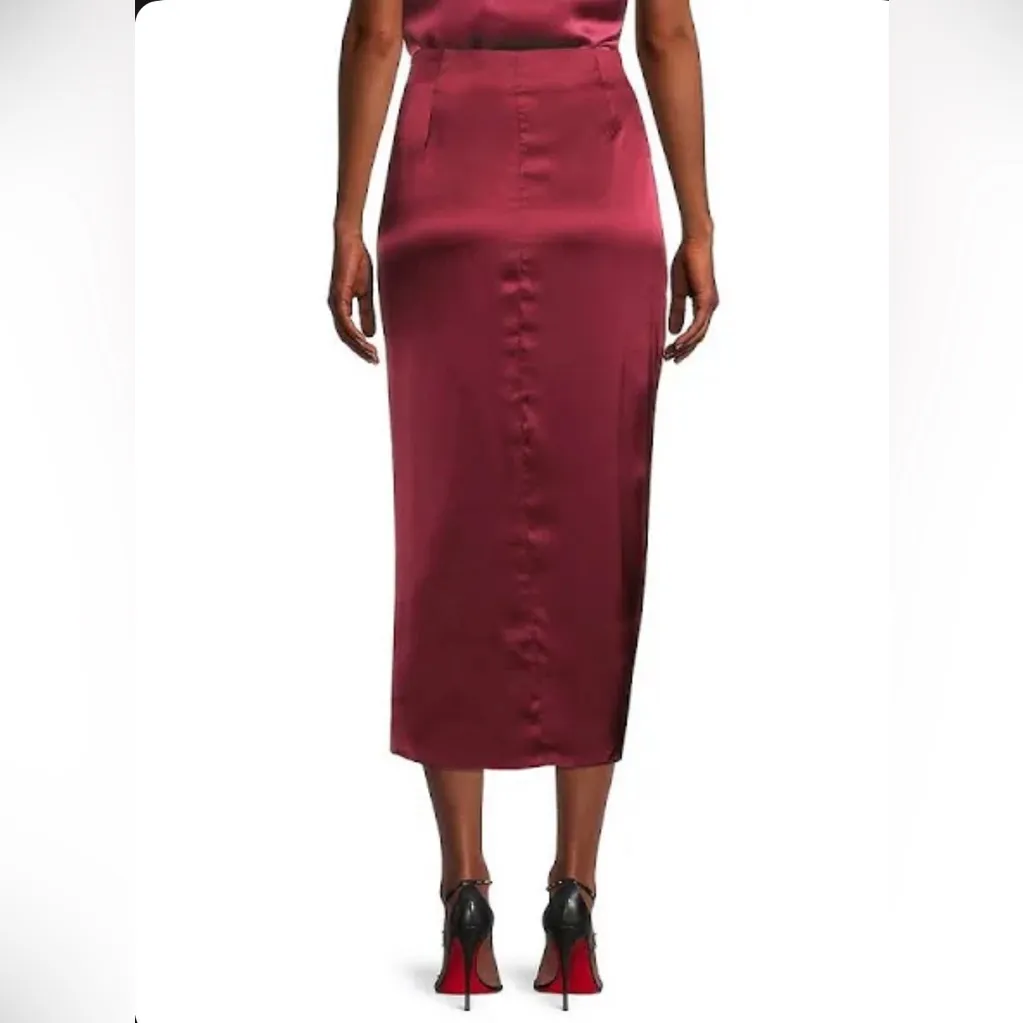 AIIFOS ORLA Skirt Metallic Satin MIDI Skirt In Metallic Red - Image 15