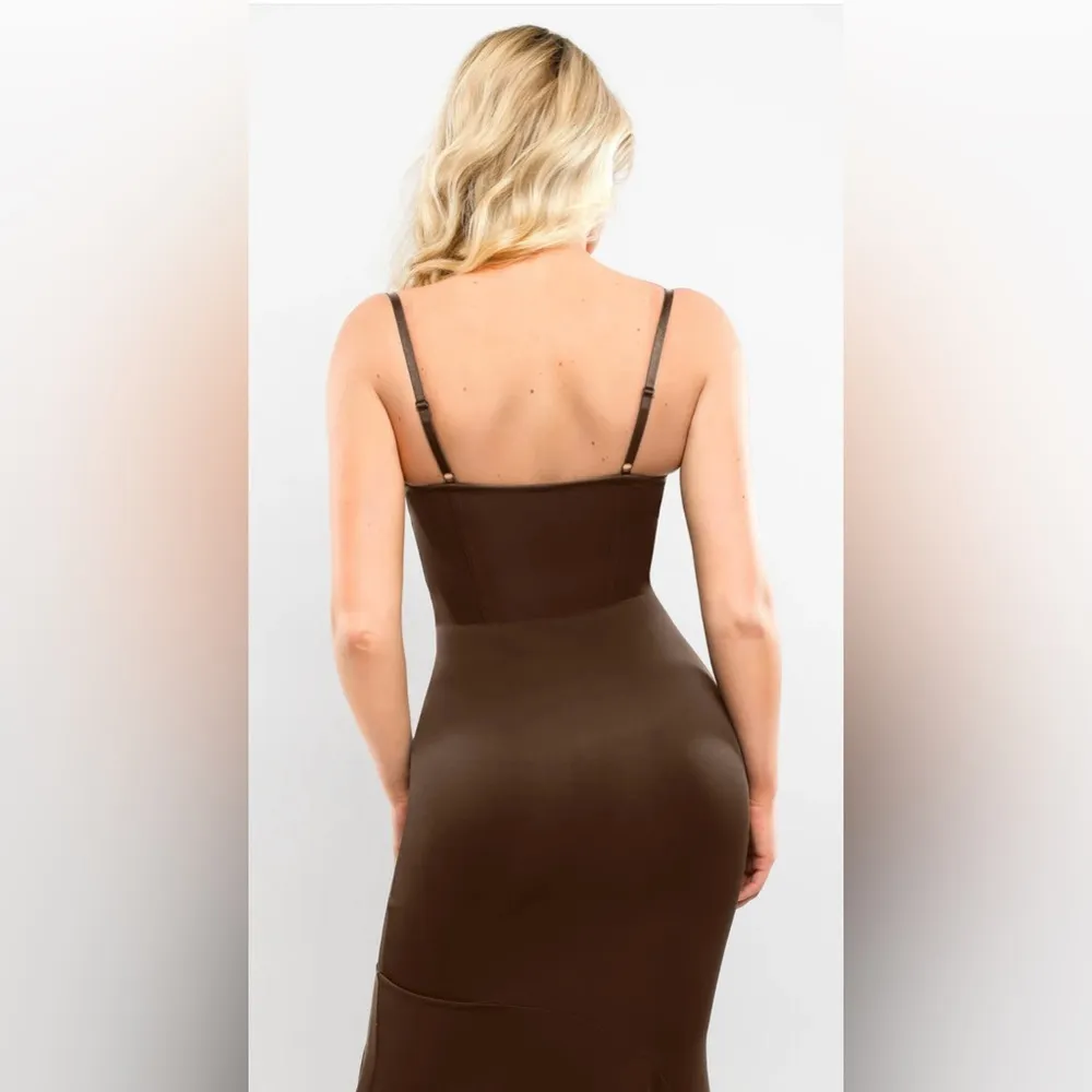 POPILUSH Shapewear Hourglass Corset Mermaid Maxi Dress Brown Size undefined - Image 2