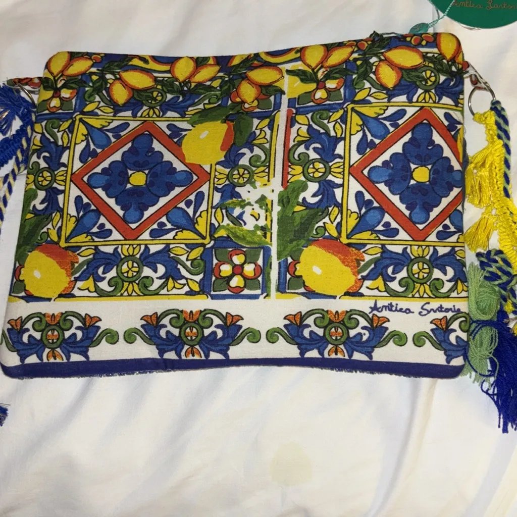 GIACOMO CINQUE FOR ANTICA SARTORIA
BLUE SEQUINS YELLOW GREEN BEADED CLUTCH ITALY Blue - Image 2