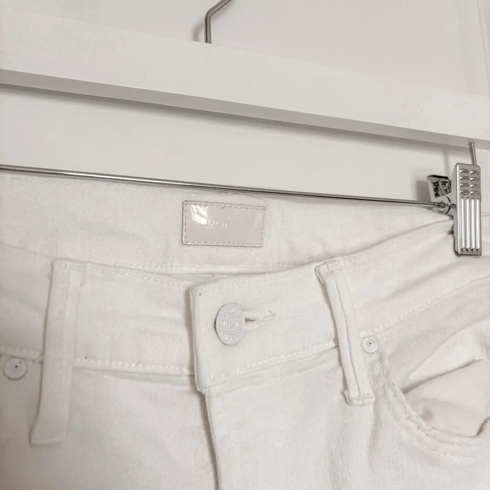 Mother The Insider Crop Step Fray Jeans Fairest Of Them All White Size 28 - Image 5