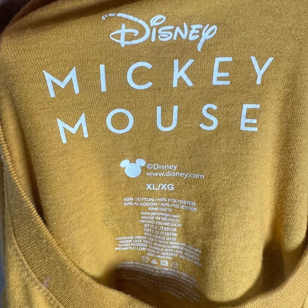 Mickey Mouse and Minnie Mouse signature mustard yellow tshirt size XL - Image 4