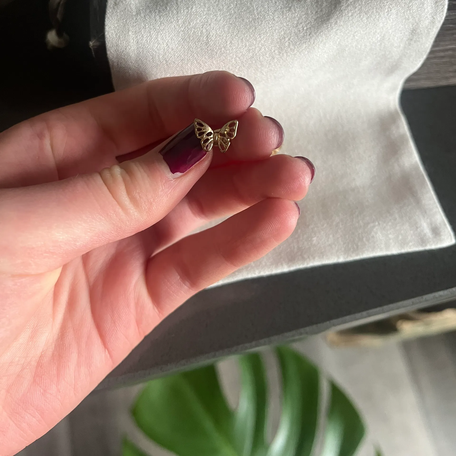 Gold Butterfly Stud Earrings  - Image 5