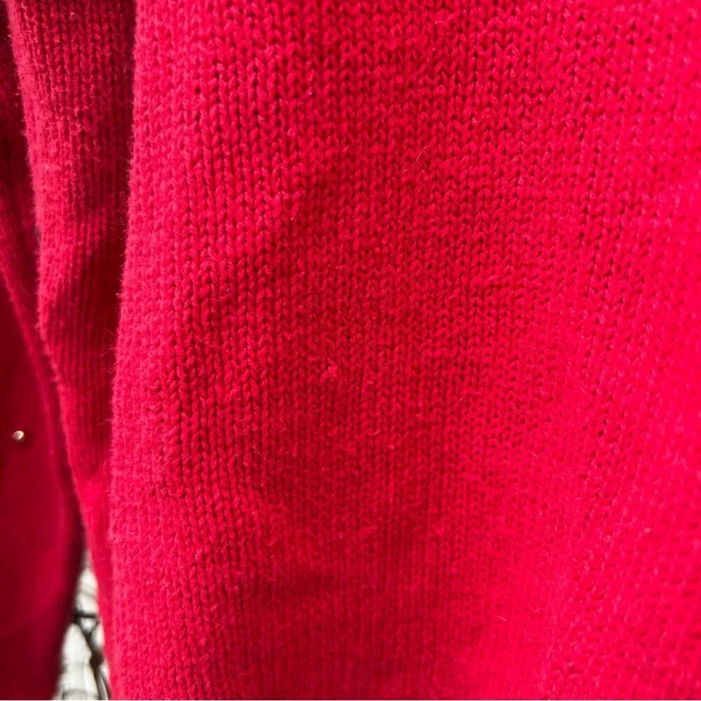 Vintage 90s ugly Christmas cardigan sweater poinsettias stockings presents Red Size XL - Image 5