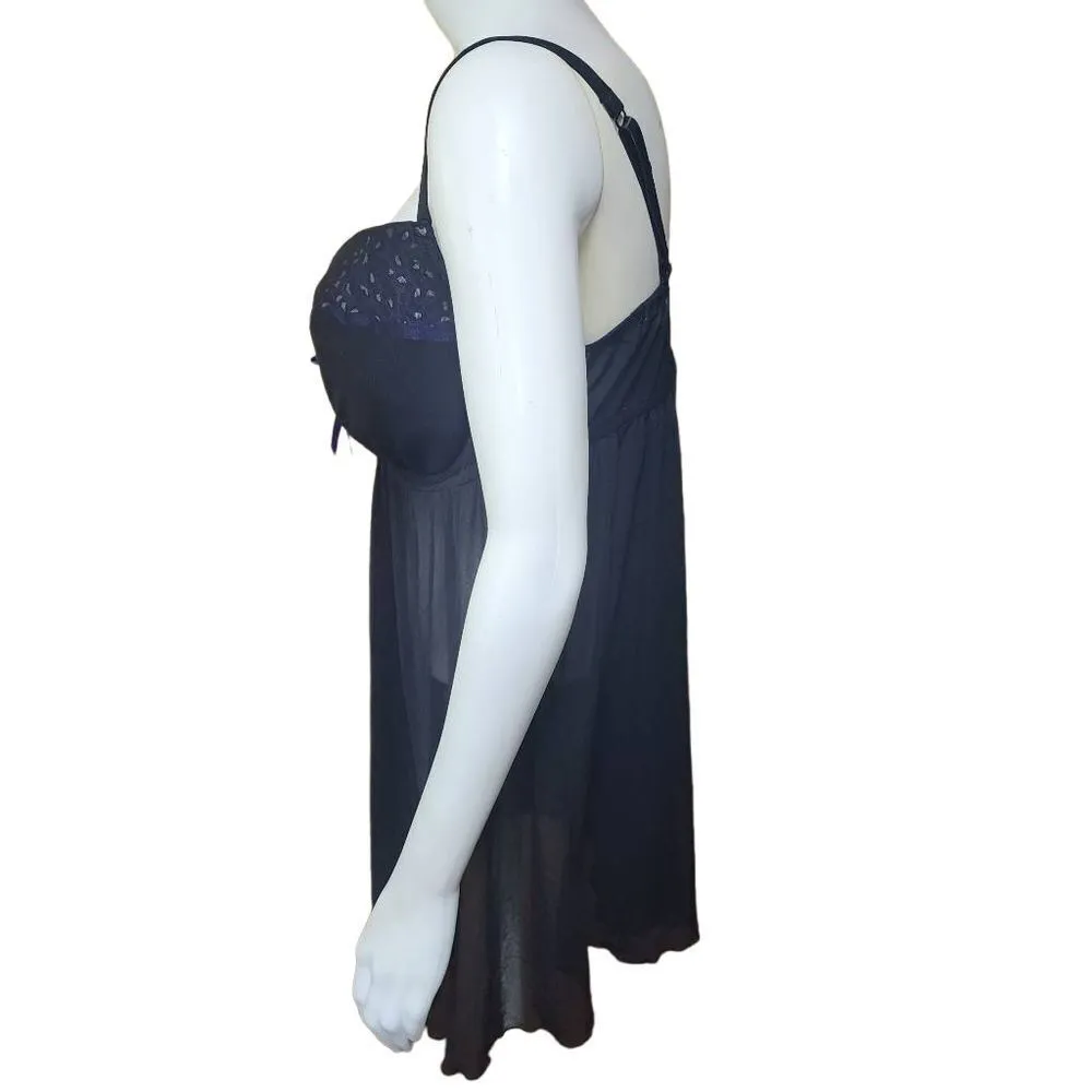 Cacique Black & Purple Leopard Print Chemise (22/24) - Image 3