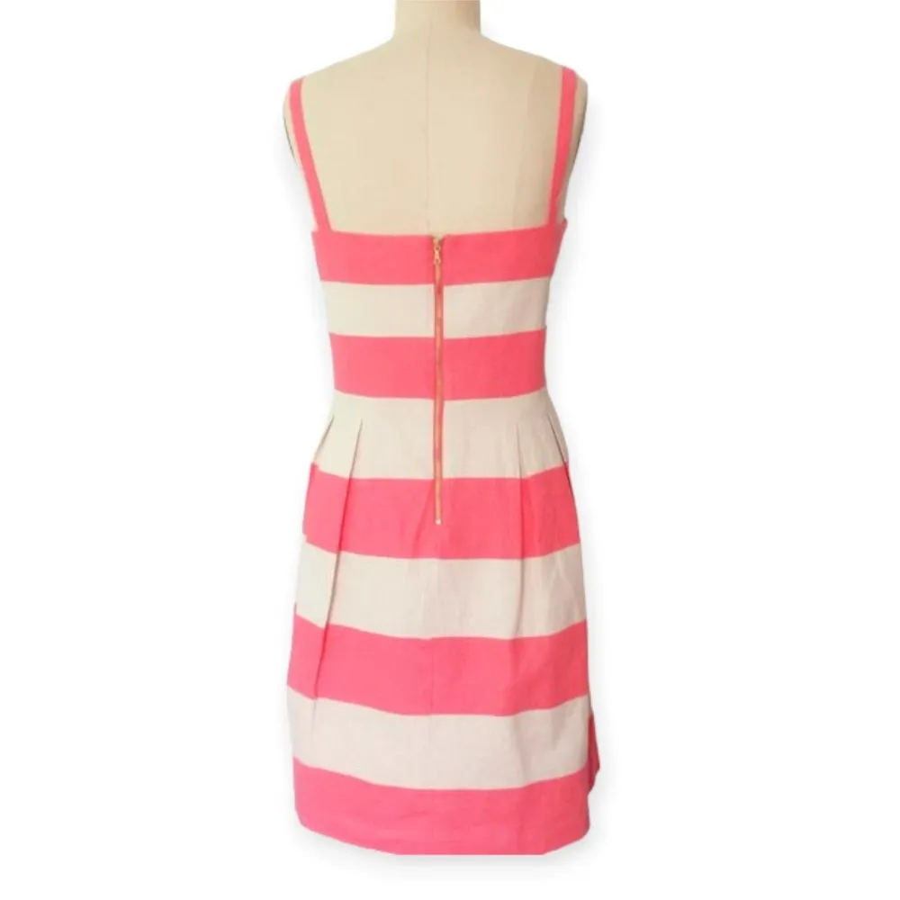 LOFT | Size 6 | Pink Cream Fit Flare Sleeveless Striped Barbie Costume Minidress - Image 5