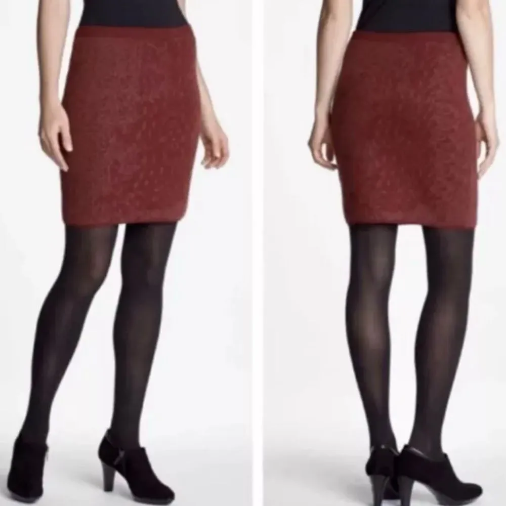 Eileen Fisher Merino Cotton Felted Textured Skirt Size M  Red Womens M - Image 2