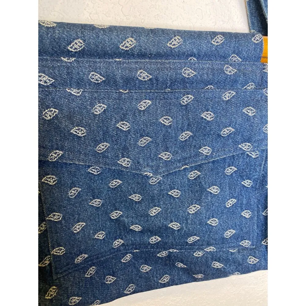 The Original Mouse Housery Denim Handbag Purse Pockets Wood Abstract Vintage - Image 2