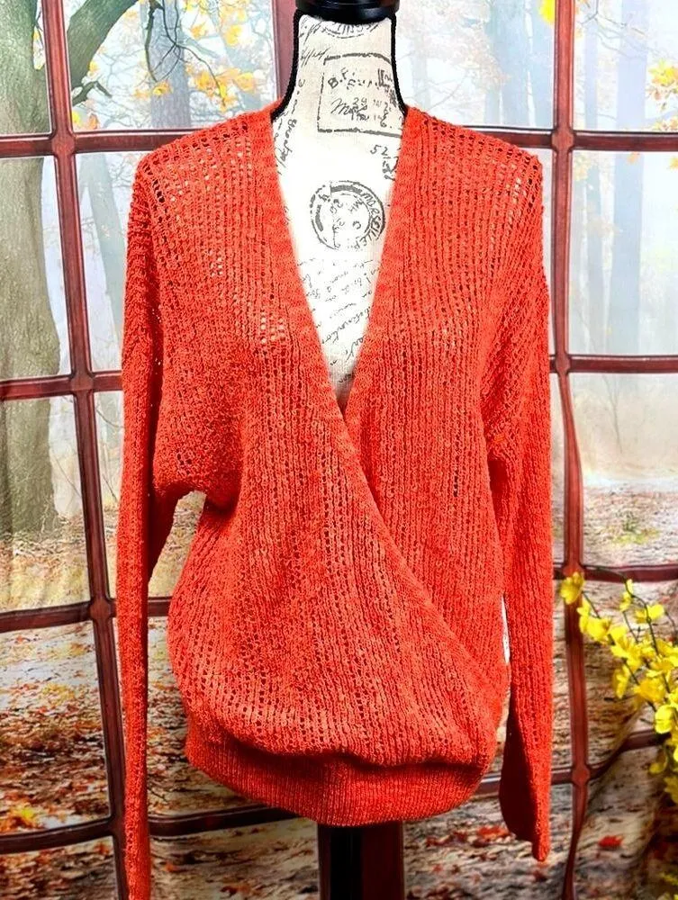 Billabong Sweet Bliss Loose Knit Wrap Sweater - red/orange - size L - Image 6