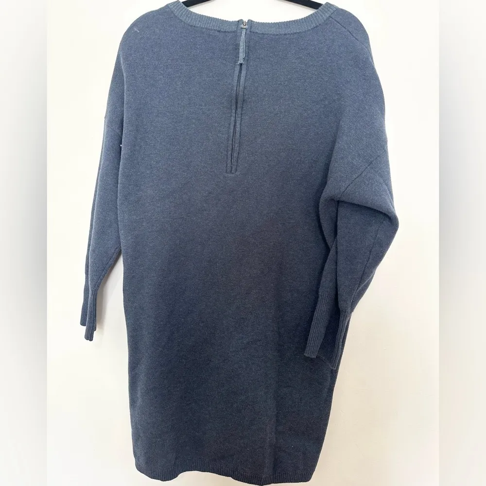 Wrap London blue pullover knit dress shift size 12 long sleeves - Image 4