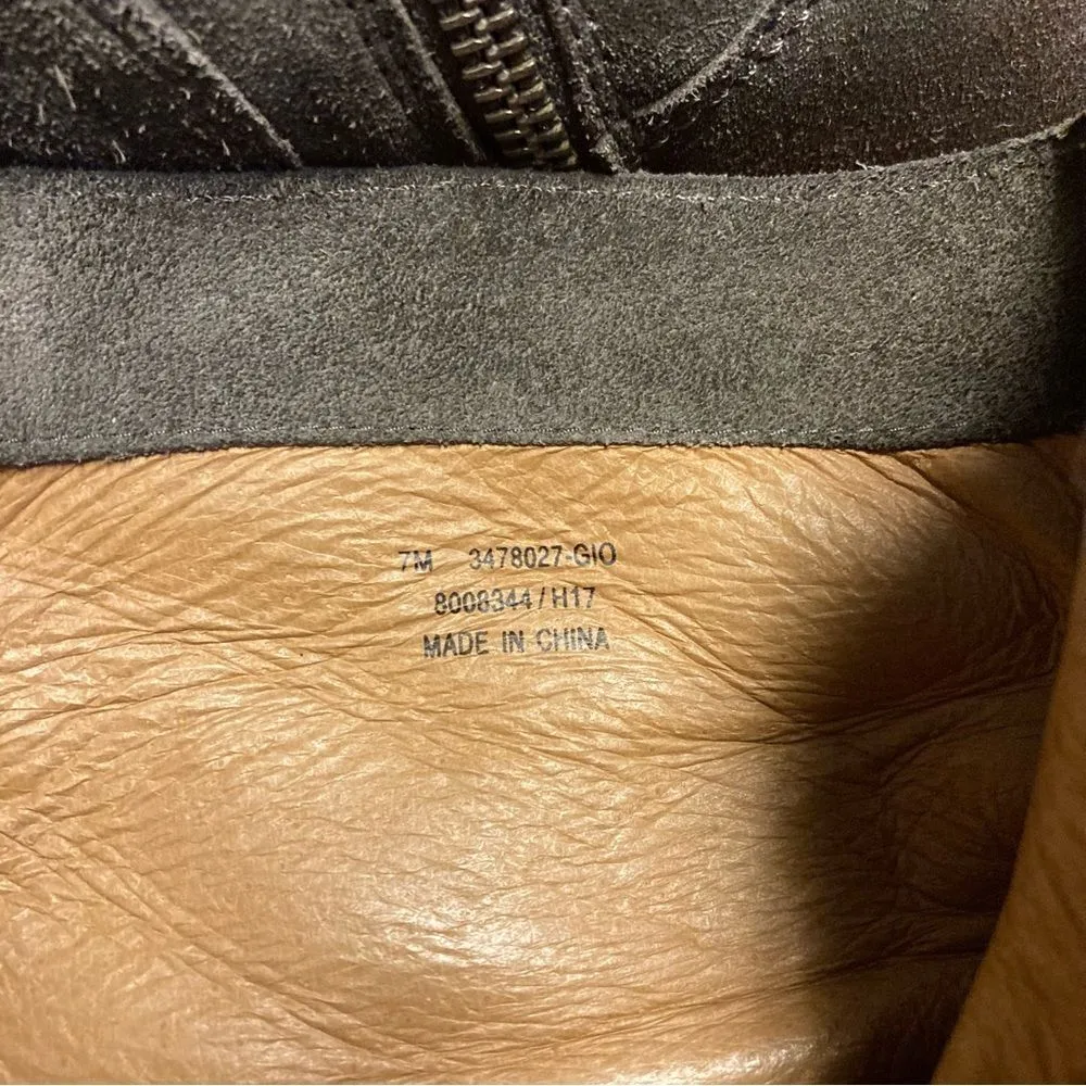 Frye Ellen Buckle Short Booties Gray Suede Leather Size 7 Harness - Image 9