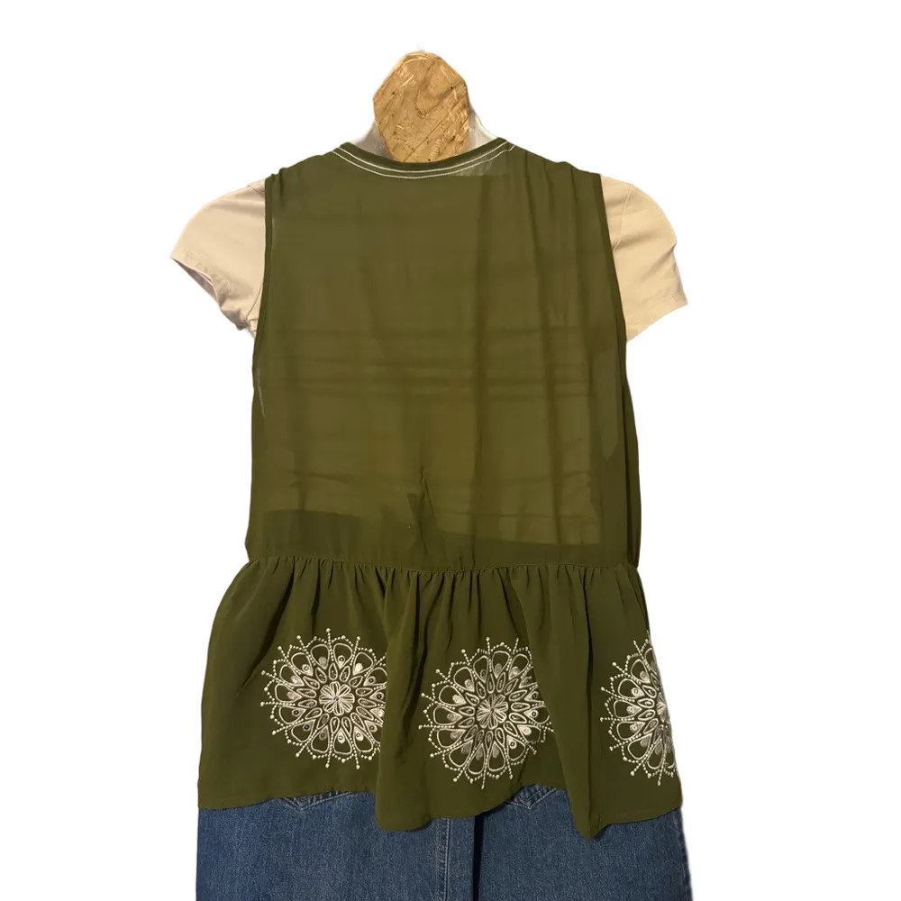 Cato Olive Green Embroidered Sheer Vest Size 18/20W - Image 3