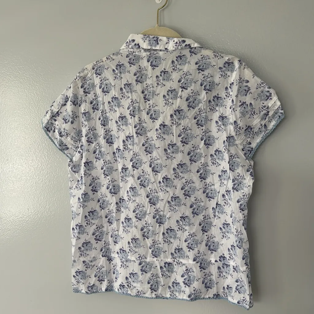 April Cornell Women's Button Down Top Cottage core Prairie Summer Cotton Size L White Size L - Image 7
